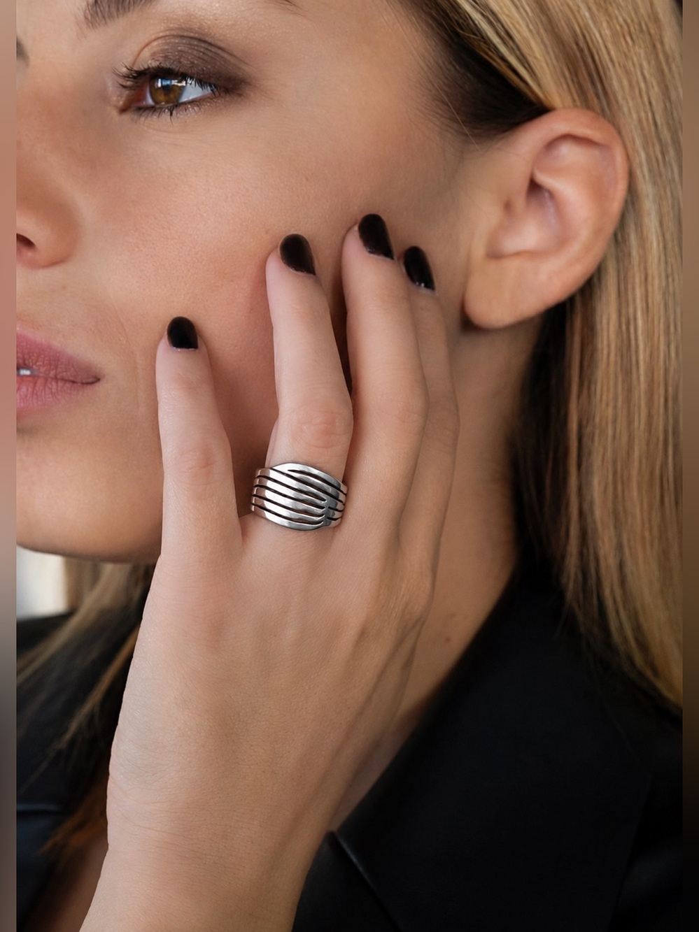 Sterling Silver Sculpted Wave Ring - Silver